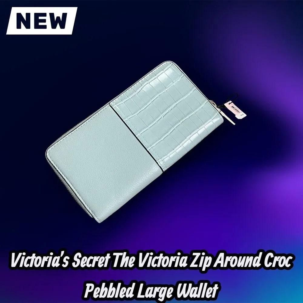 NEW Victoria’s Secret The Victoria Zip Around Croc Pebbled Large Wallet - Picture 2 of 6